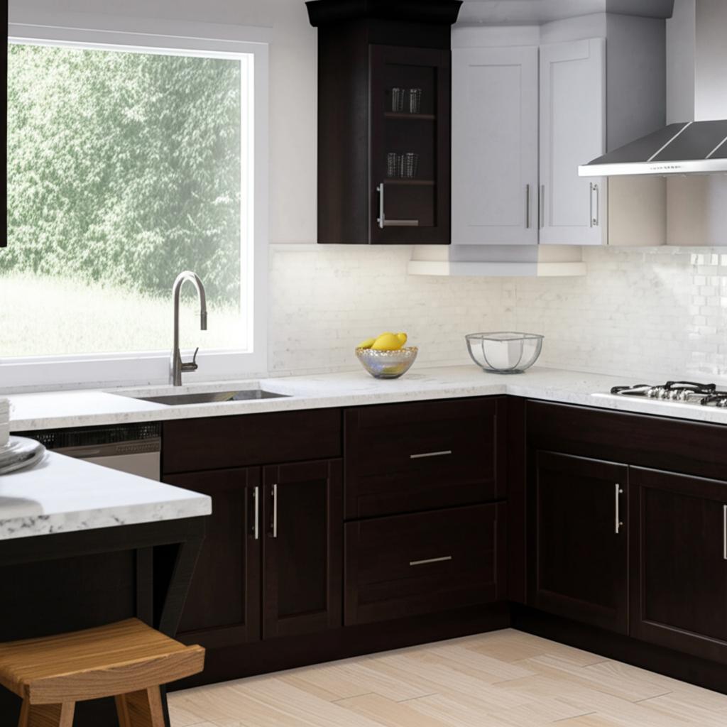 Hampton Bay Shaker Java Wall Kitchen Cabinet - 18" W x 12" D x 36" H