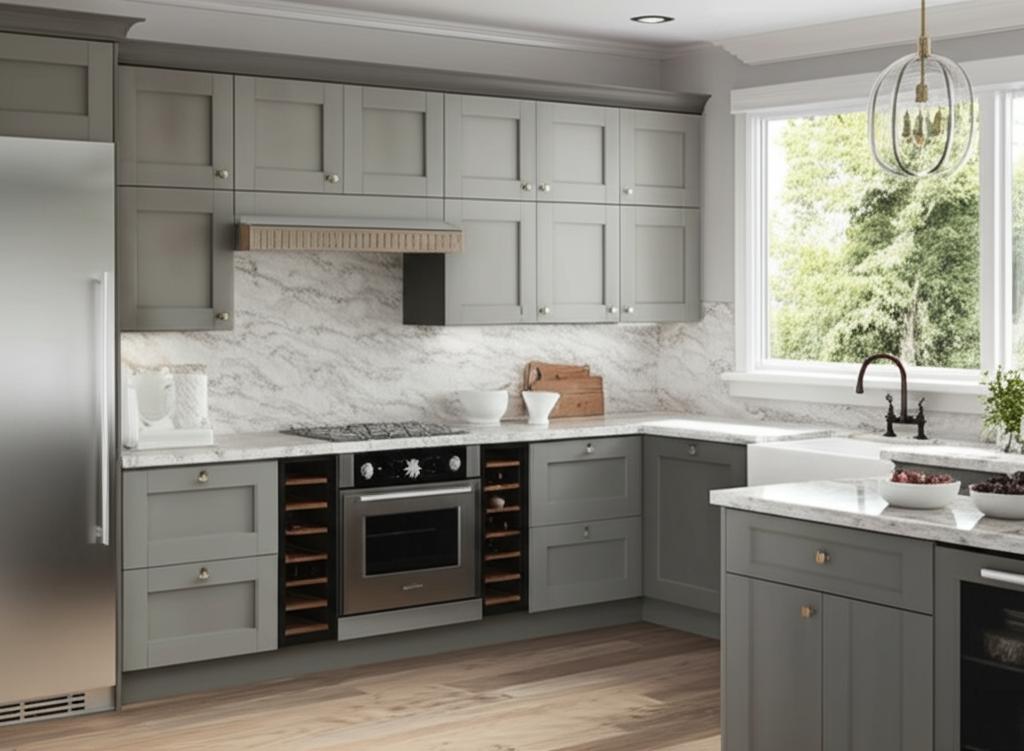 Hampton Bay Westfield Dusk Gray Shaker Wall Kitchen Bridge Cabinet