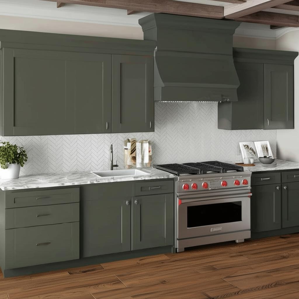 Hampton Bay Avondale 18 in. W x 12 in. D x 42 in. H Ready-to-Assemble Plywood Shaker Wall Kitchen Cabinet in Fern Green