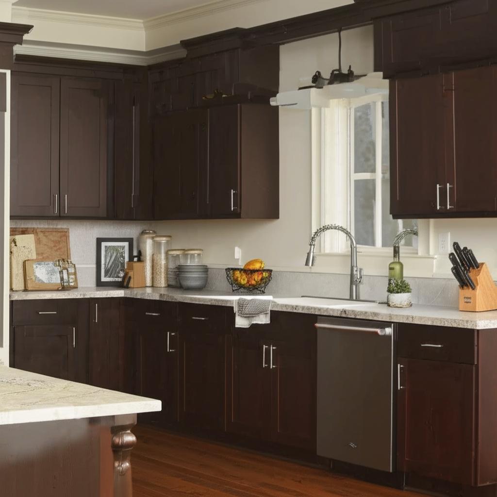 Hampton Bay Shaker Java Wall Kitchen Cabinet - 15" W x 12" D x 42" H