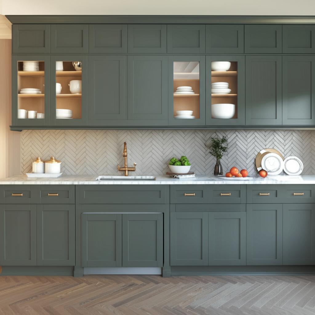 Hampton Bay Avondale 18 in. W x 12 in. D x 36 in. H Ready to Assemble Plywood Shaker Wall Kitchen Cabinet in Fern Green