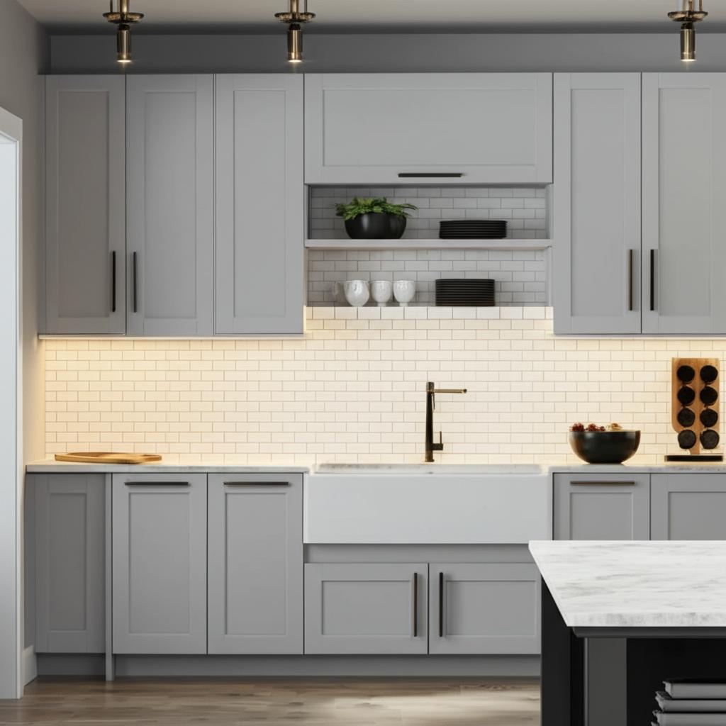 Hampton Bay Designer Series Melvern Wall Kitchen Cabinet in Heron Gray