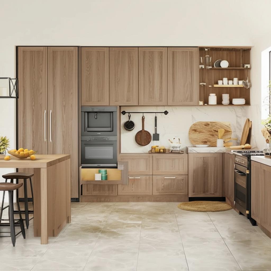Hampton Bay Sinclair 15 in. W x 12 in. D x 36 in. H Assembled Wall Bridge Cabinet in Shaker Light Oak