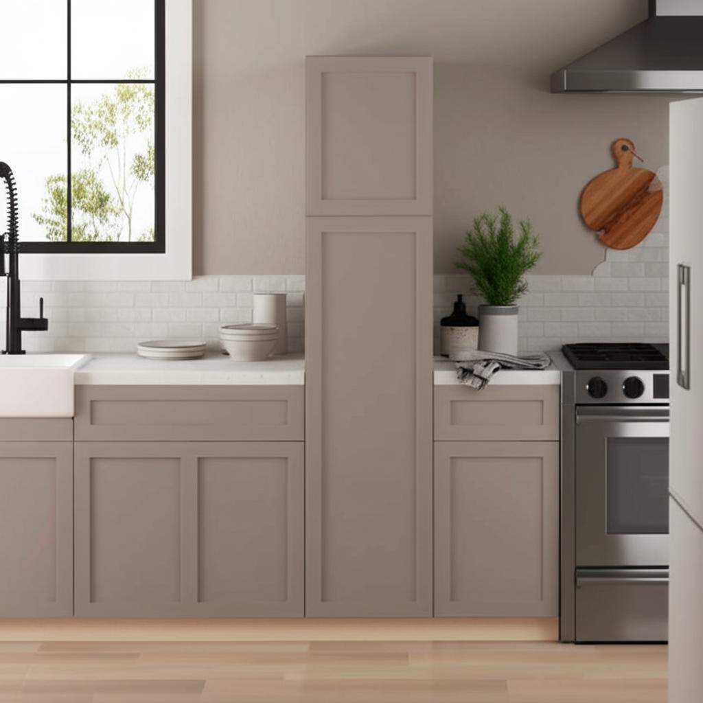 Hampton Bay Courtland Shaker Pantry Kitchen Cabinet in Sterling Gray