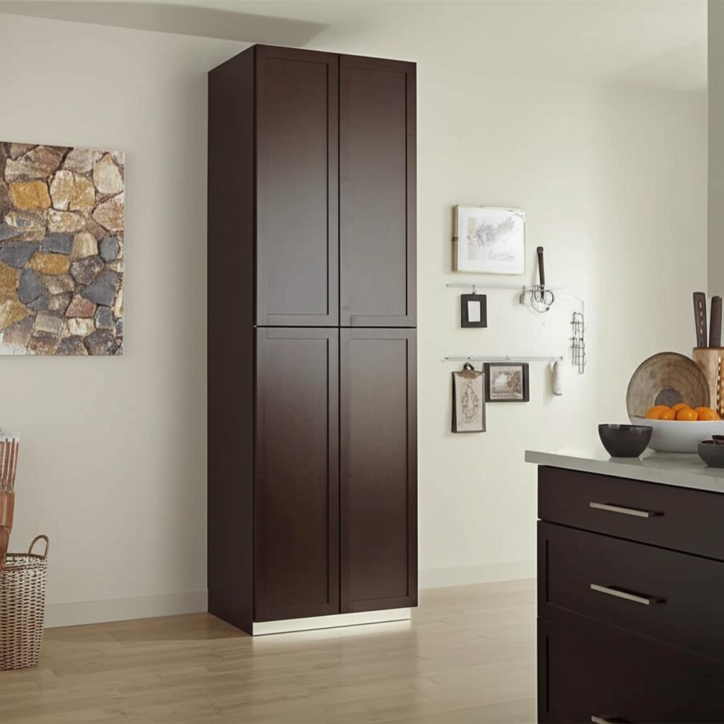 Hampton Bay Shaker Pantry Cabinet in Java - 18x24x96