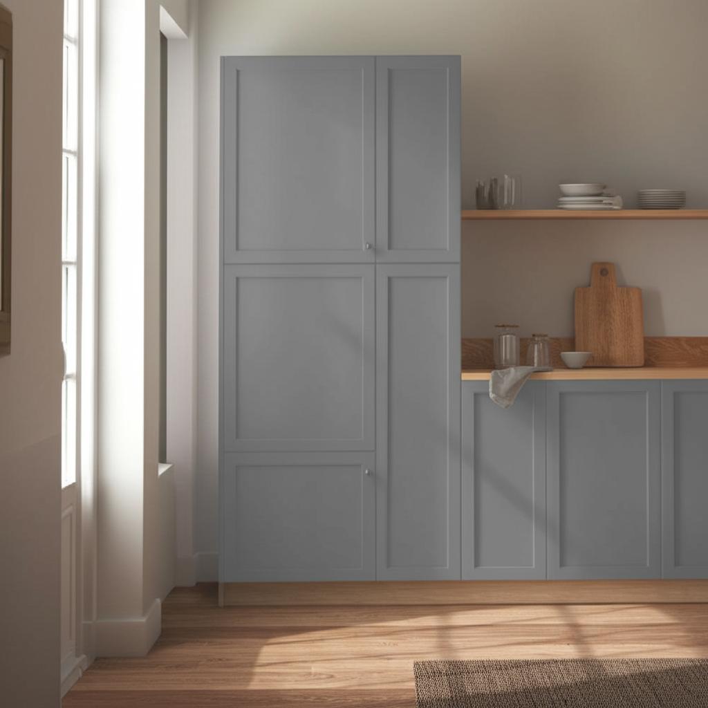 Hampton Bay Designer Series Melvern Storm Gray Shaker Pantry Cabinet