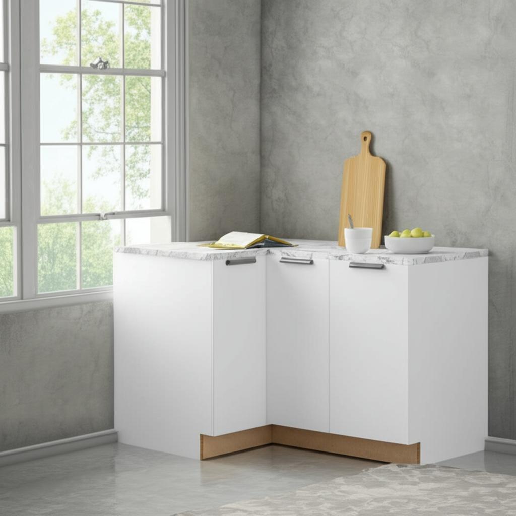 Hampton Bay Designer Series Edgeley EZ Reach Corner Base Kitchen Cabinet in White