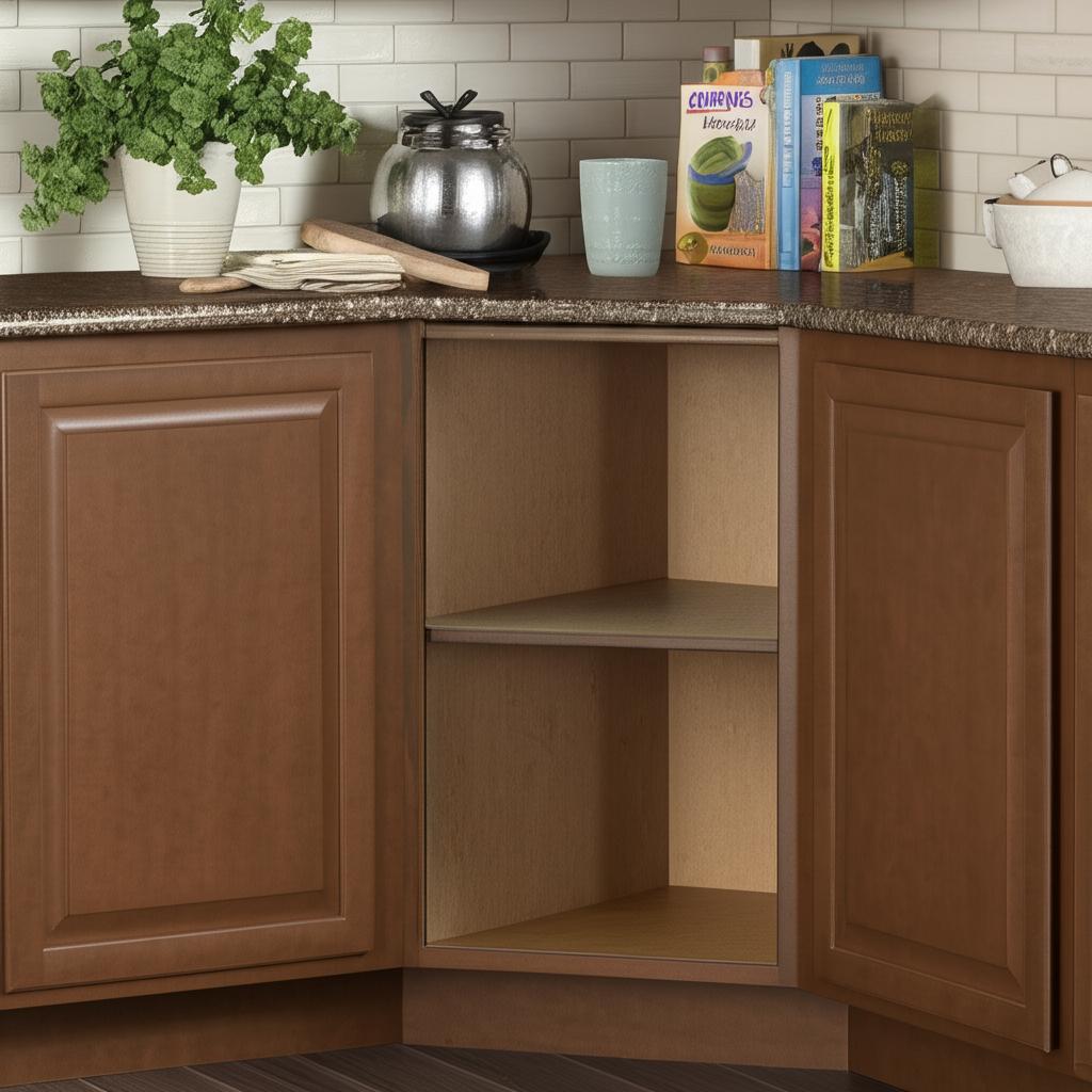 Hampton Bay Hampton 36 in. Ready-to-Assemble Corner Sink Base Kitchen Cabinet in Cognac