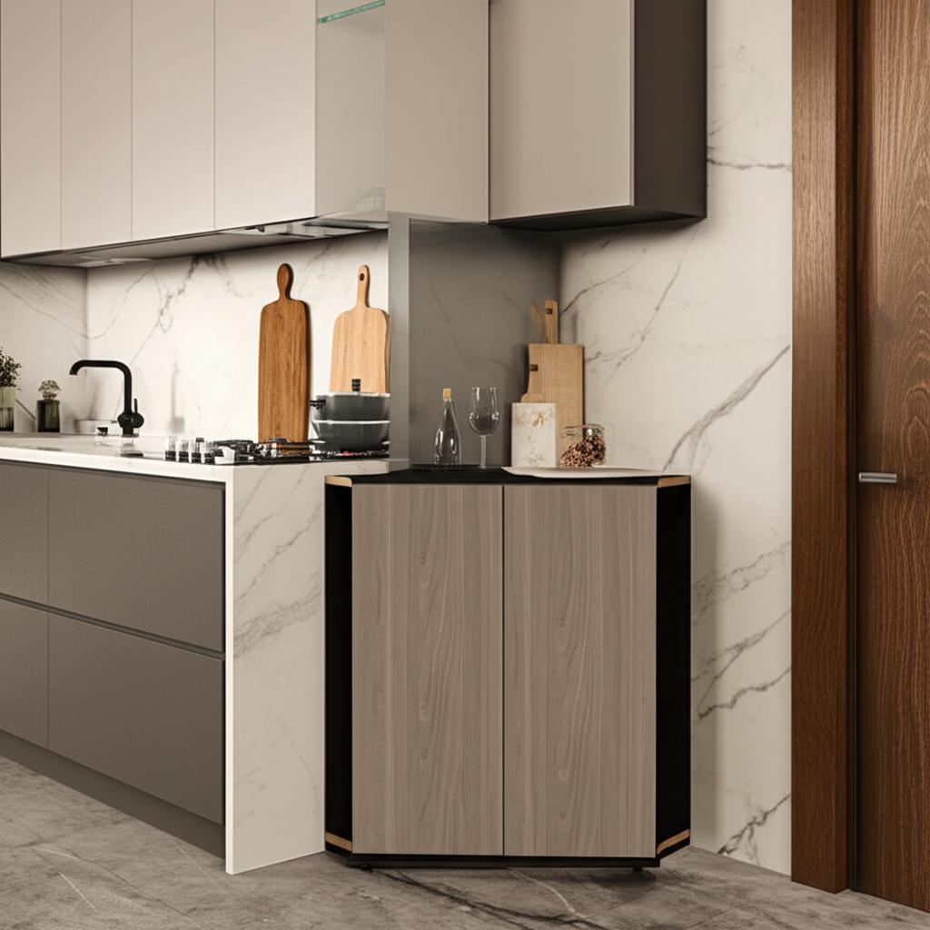 Hampton Bay Designer Series Edgeley Driftwood Corner Sink Base Cabinet