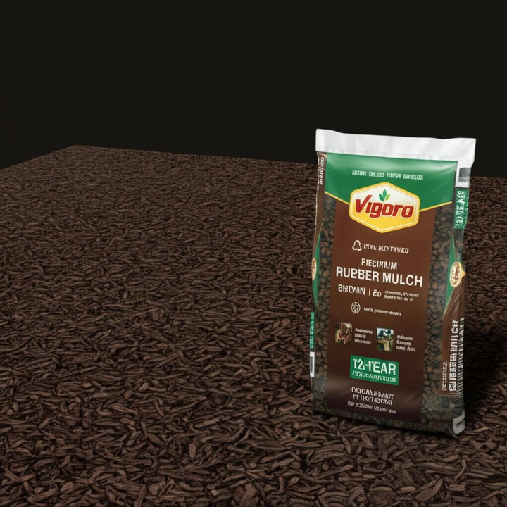 Vigoro 0.8 cu. ft. Mocha Brown Bagged Recycled Rubber Mulch – Playground & Landscaping, 12-Year Color Guarantee