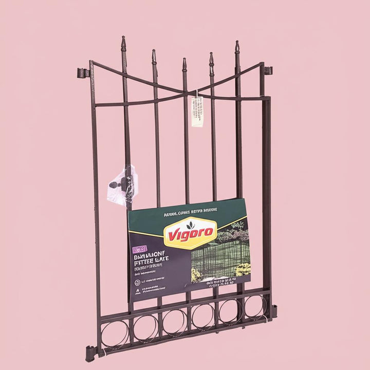 Vigoro Beaumont No-Dig 40.4 in. H x 53.7 in. W Black Steel Decorative Garden Fence Gate