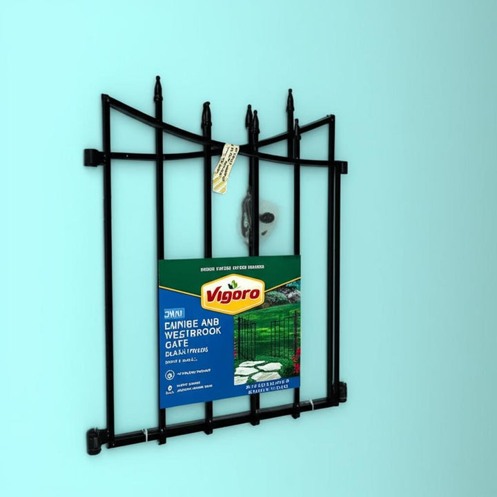 Vigoro Empire/Westbrook 28 in. Black Steel Decorative Garden Fence Gate