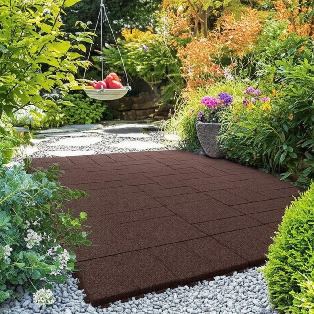 Vigoro 16 in. x 16 in. x 5/8 in. Brown SmartLoc Recycled Rubber Paver (9-Pack)
