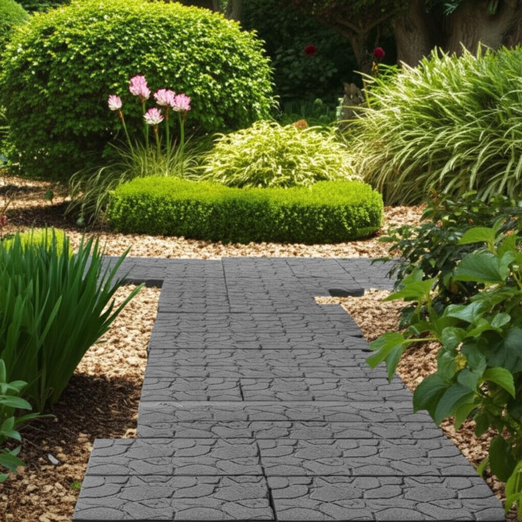 Vigoro 24 in. x 12 in. x 5/8 in. Gray Interlocking Dual-Sided Rubber Paver (60-Pack)