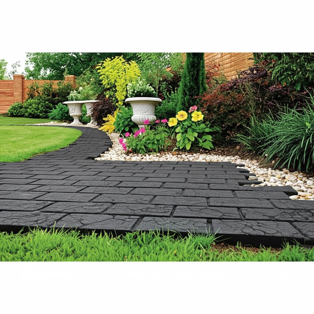 Vigoro 24 in. x 12 in. x 5/8 in. Black Interlocking Dual-Sided Rubber Paver (9-Pack)