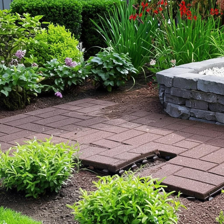 Vigoro 16 in. x 16 in. x 5/8 in. Brown SmartLoc Recycled Rubber Paver (75-Pack)