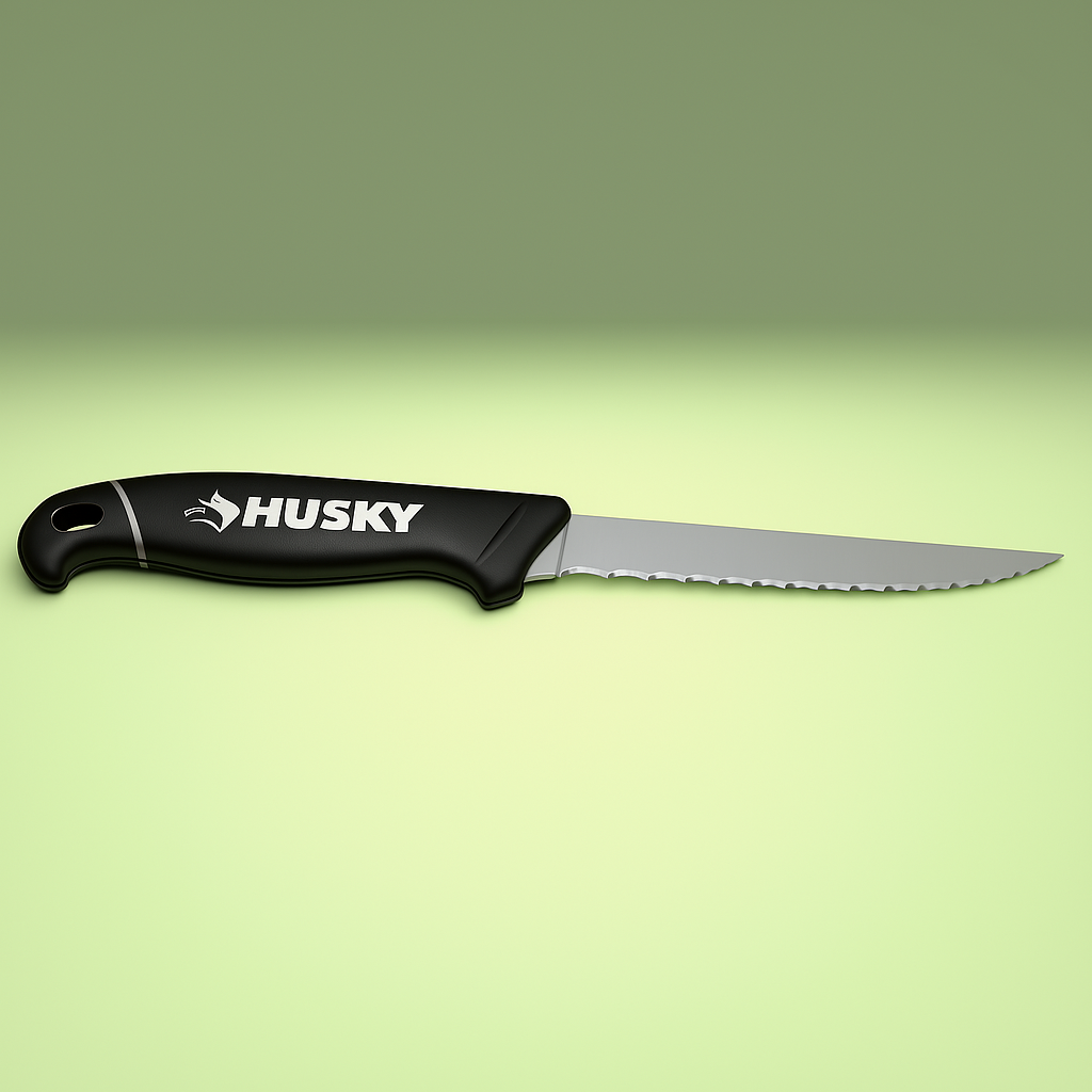 Husky 6 in. Stainless Steel Serrated Blade Insulation Knife with Sheath