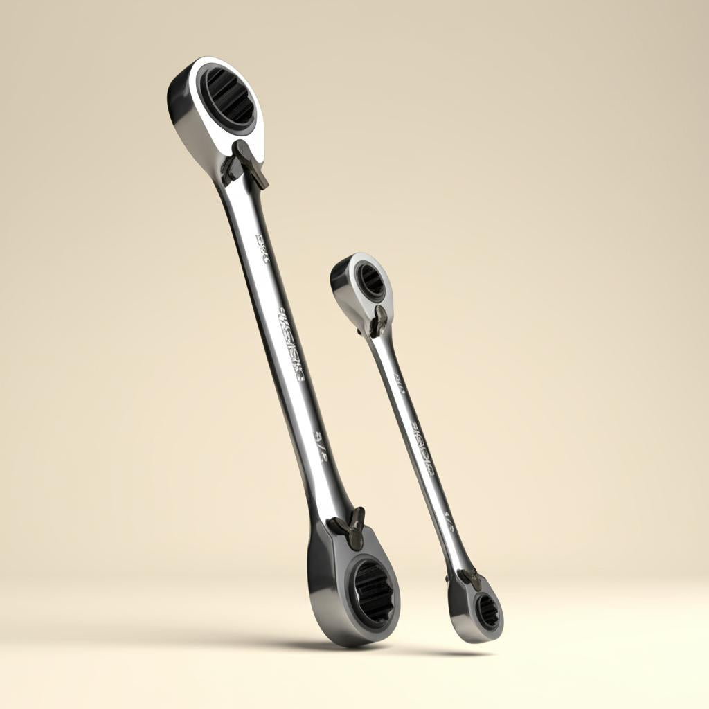 Husky SAE Quad Drive Ratcheting Wrench Set (2-Piece)
