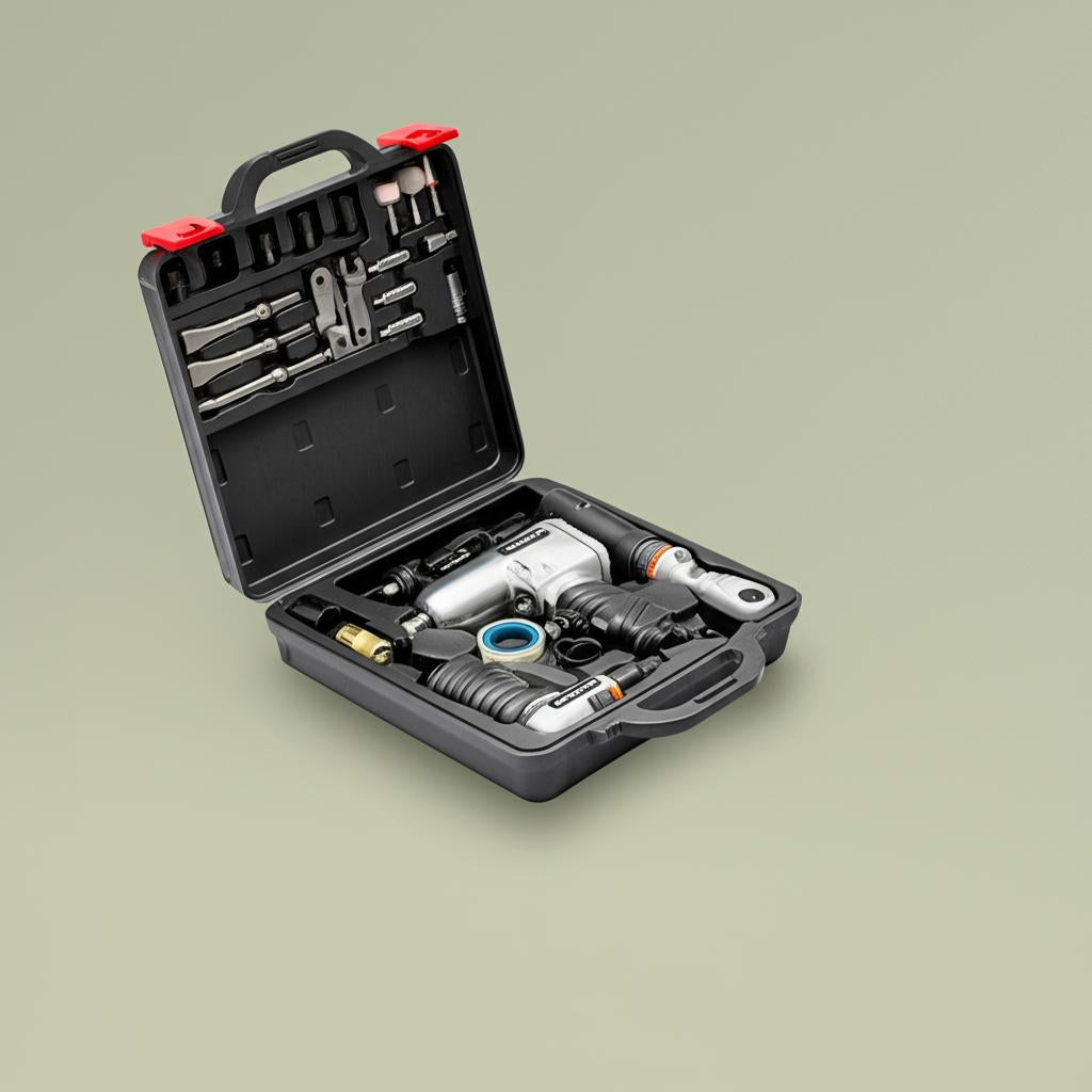 Husky 27-Piece Air Tool Kit with Impact Wrench, Ratchet, Grinder, and Hammer