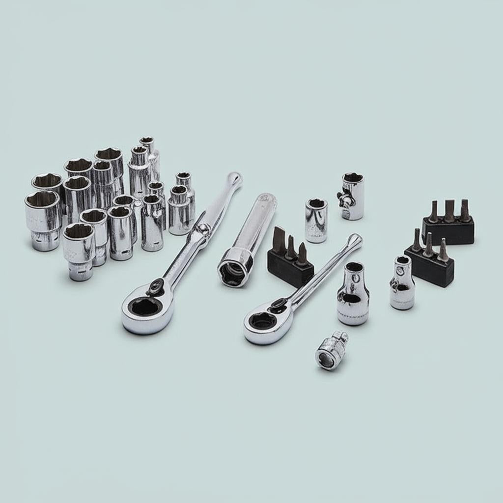 Husky 1/4 in. Drive Ratchet SAE/Metric Socket Set (30-Piece)