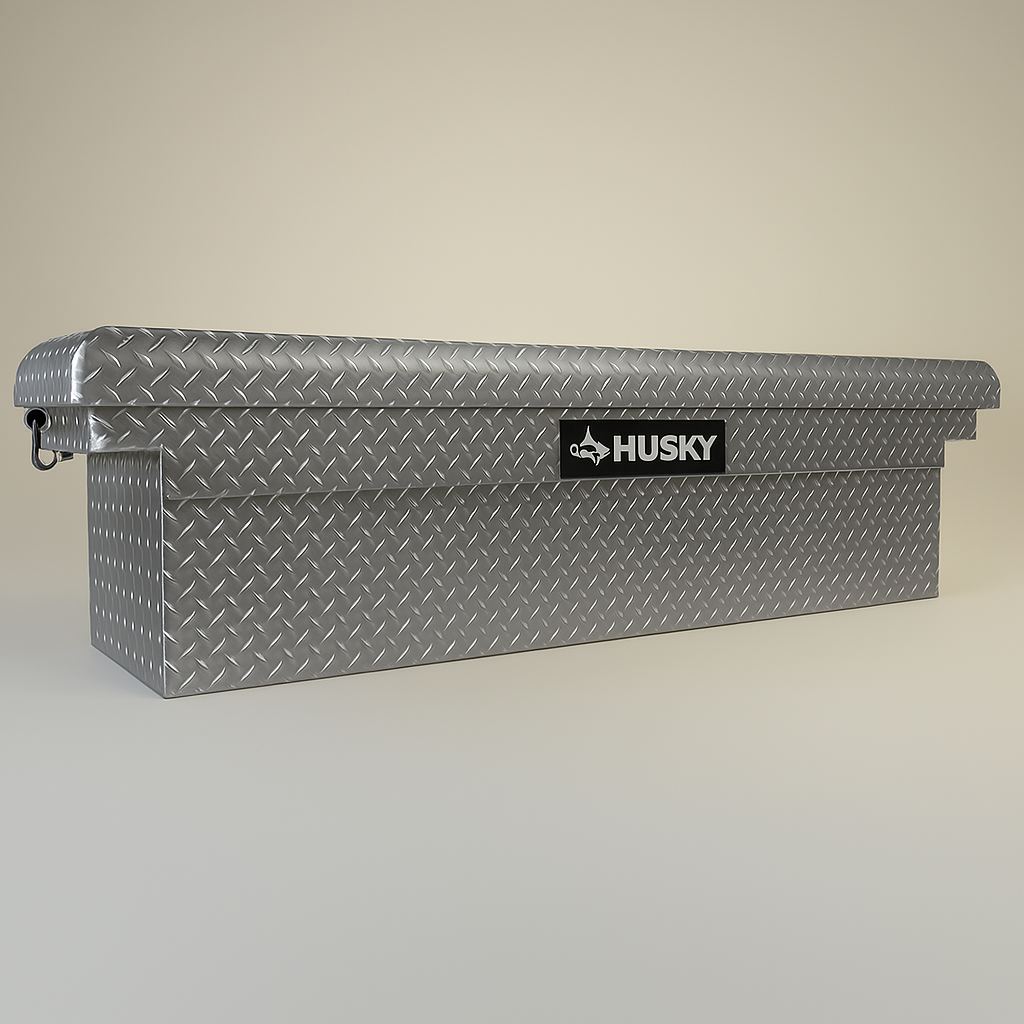 Husky 71.36" Diamond Plate Aluminum Full Size Crossbed Truck Tool Box