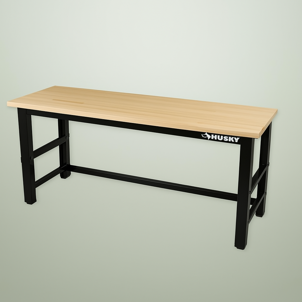 Husky Adjustable Height Solid Wood Top Workbench - 6 ft