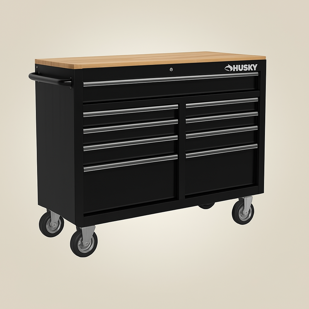 Husky 46-inch 9-Drawer Mobile Workbench in Black