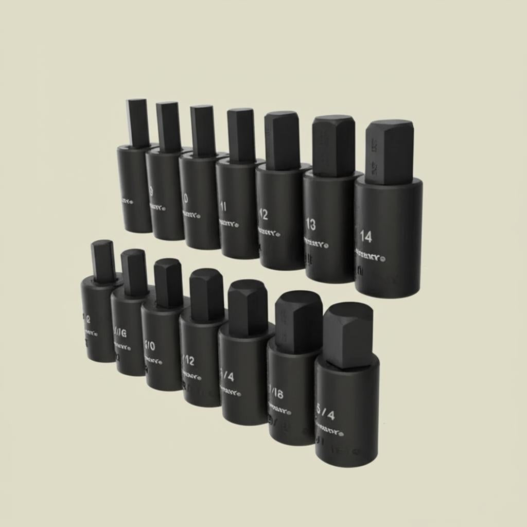 Husky 1/2 in. Drive Hex Bit SAE/MM Impact Set (14-Piece)