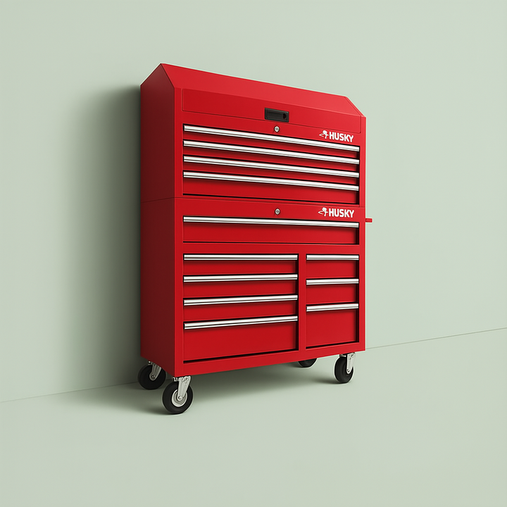 Husky Standard Duty 42 in. x 18 in. D 12-Drawer Red Rolling Tool Chest Combo