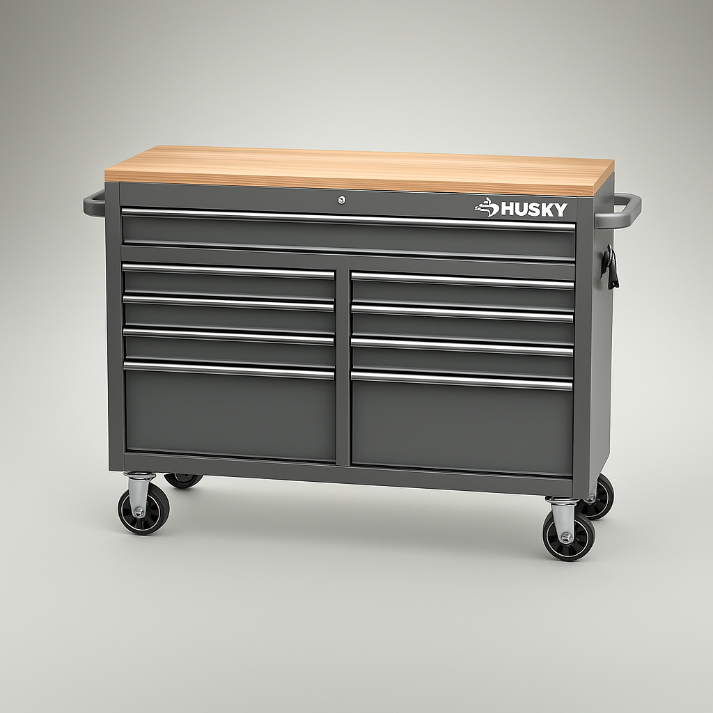 Husky 46 in. Gloss Gray Mobile Workbench Cabinet