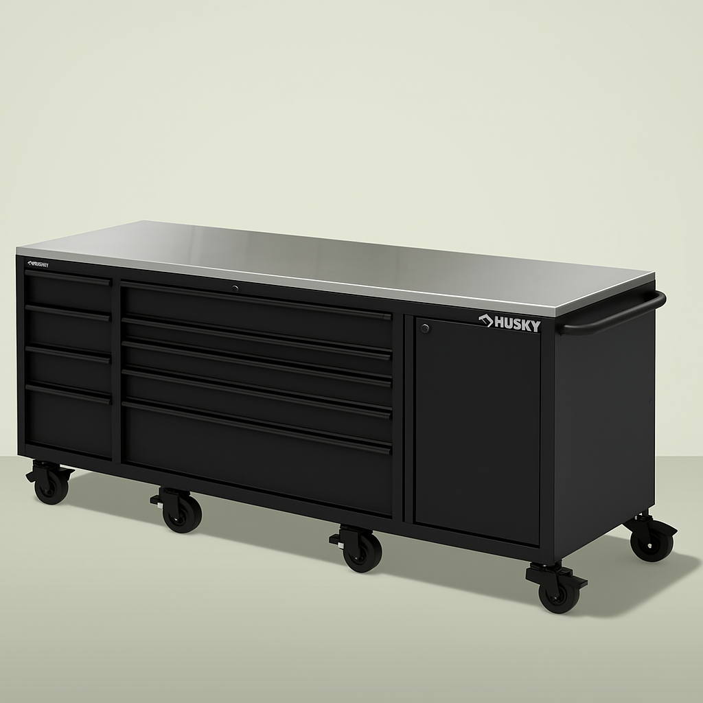 Husky 96-inch Heavy-Duty Mobile Workbench with Stainless Steel Top