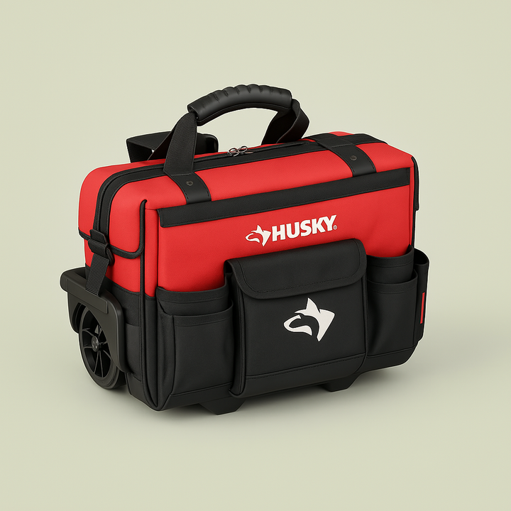 Husky 18-inch Rolling Tool Bag with 18 Pockets and Telescoping Handle