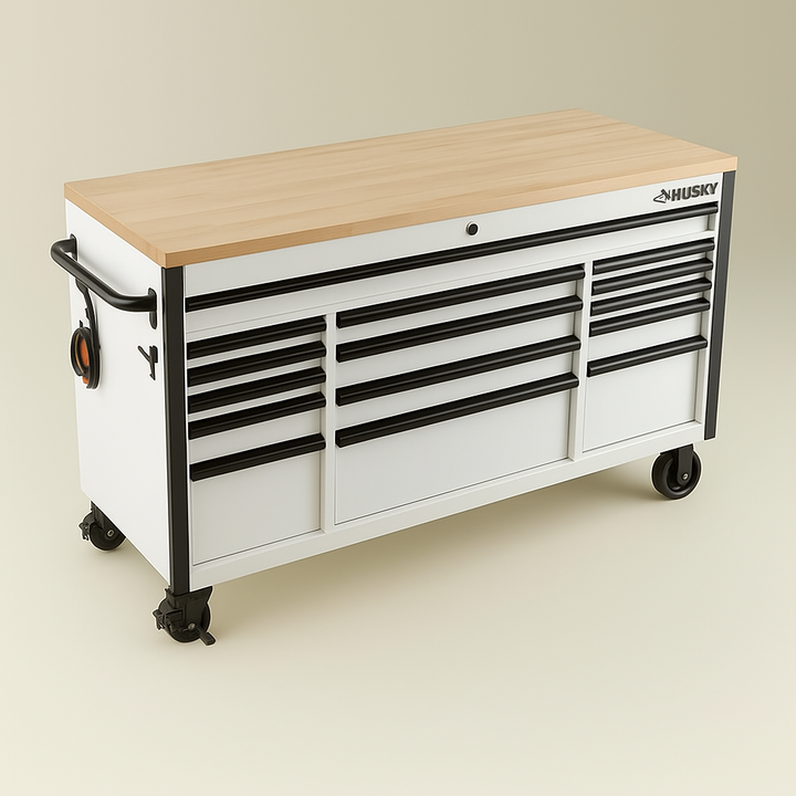 Husky 61 in. Heavy Duty White Mobile Workbench Tool Chest