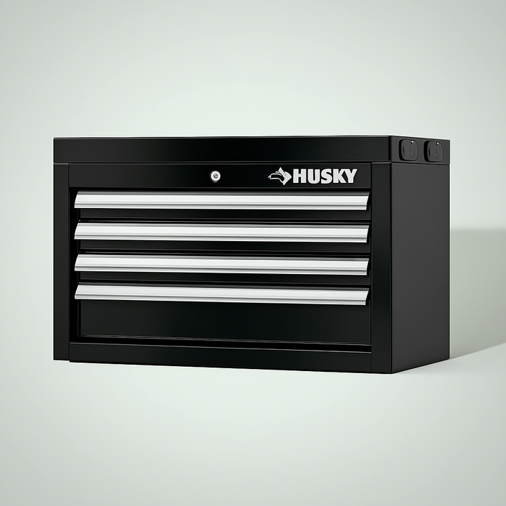 Husky 26 in. W x 12 in. D Standard Duty 4-Drawer Top Tool Chest in Gloss Black