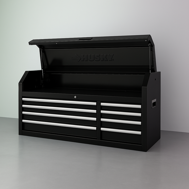 Husky Modular Tool Storage 52 in. W Black Top Tool Chest – 8 Drawer, Steel, Integrated Power, Soft-Close