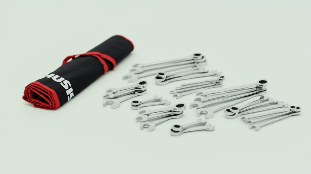 Husky 30-Piece Ratcheting Wrench Set with Pouch – Chrome Alloy Steel, SAE & Metric, Lifetime Warranty