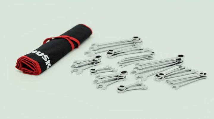 Husky 30-Piece Ratcheting Wrench Set with Pouch – Chrome Alloy Steel, SAE & Metric, Lifetime Warranty