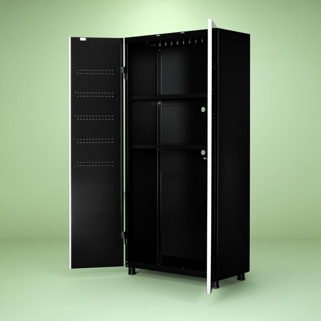 Husky 24-Gauge Steel Freestanding Garage Cabinet, Black, 48 in. W x 72 in. H x 18.3 in. D