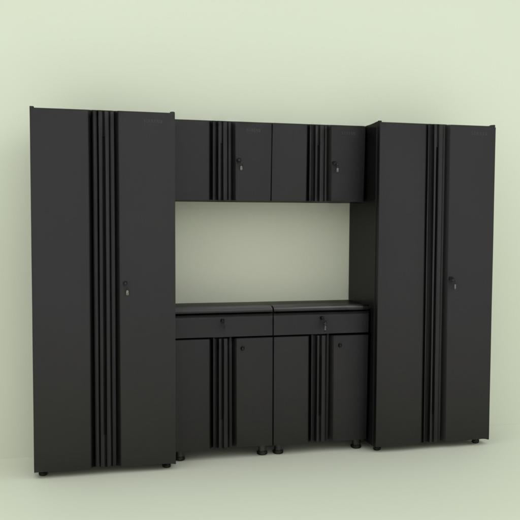 Husky 6-Piece Regular Duty Welded Steel Garage Storage System, Black, 109 in. W x 75 in. H x 19.6 in. D