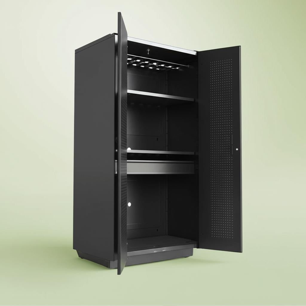 Husky Extra Wide Heavy Duty 20-Gauge Steel Freestanding Garage Cabinet, Black, 42 in. W x 82 in. H