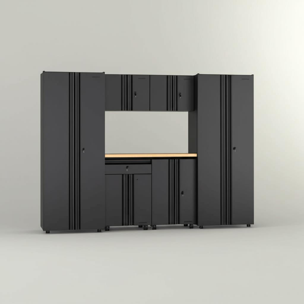 Husky 7-Piece Regular Duty Welded Steel Garage Storage System in Black