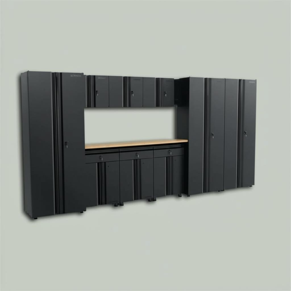 Husky 10-Piece Welded Steel Garage Storage System, Black, 163.5 in. W x 75 in. H x 19.6 in. D