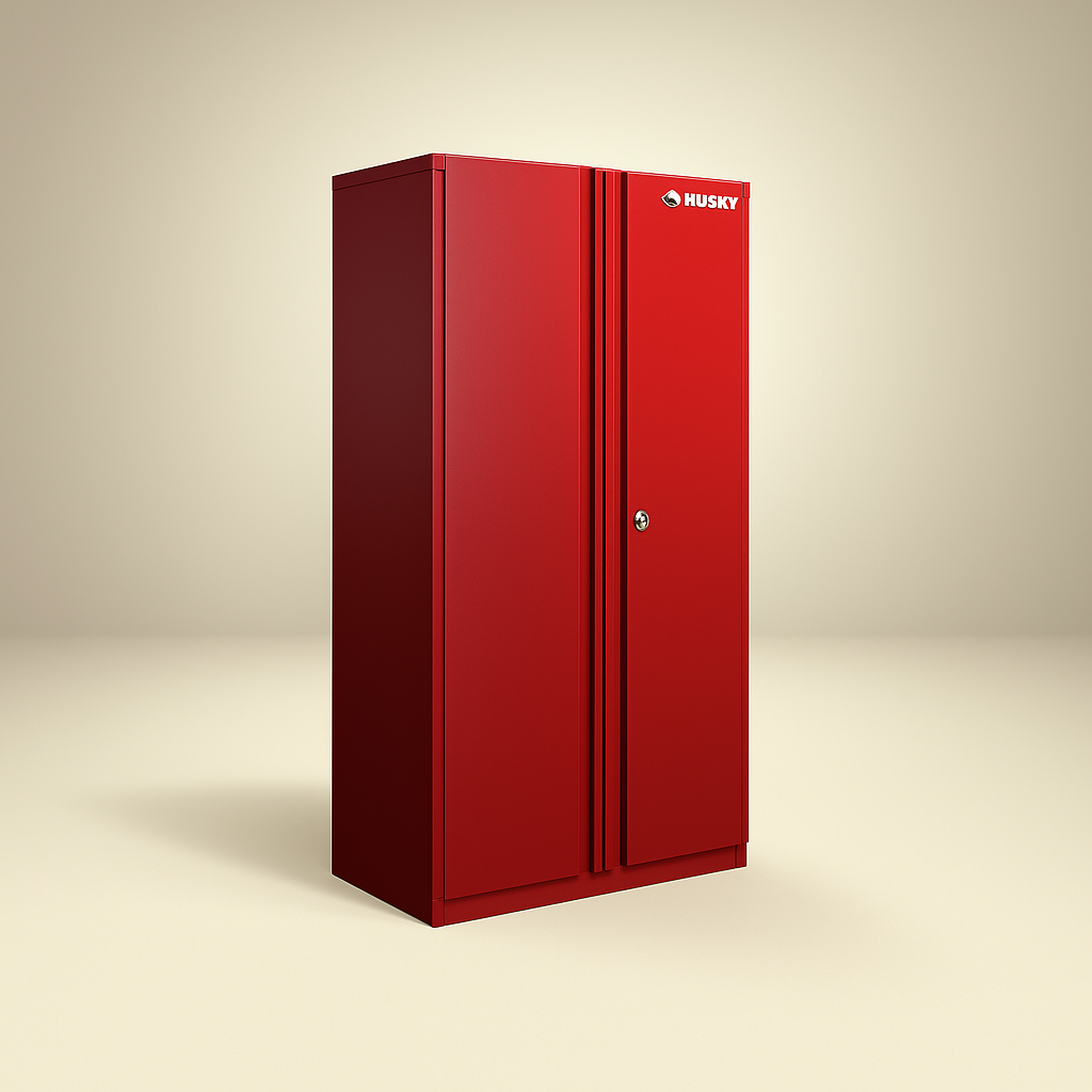 Husky Heavy-Duty Welded 20-Gauge Steel Freestanding Garage Cabinet, Red, 36 in. W x 81 in. H x 24 in. D