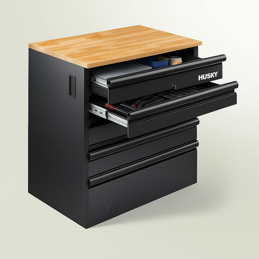 Husky Extra Wide Heavy Duty Welded Steel 5-Drawer Garage Cabinet