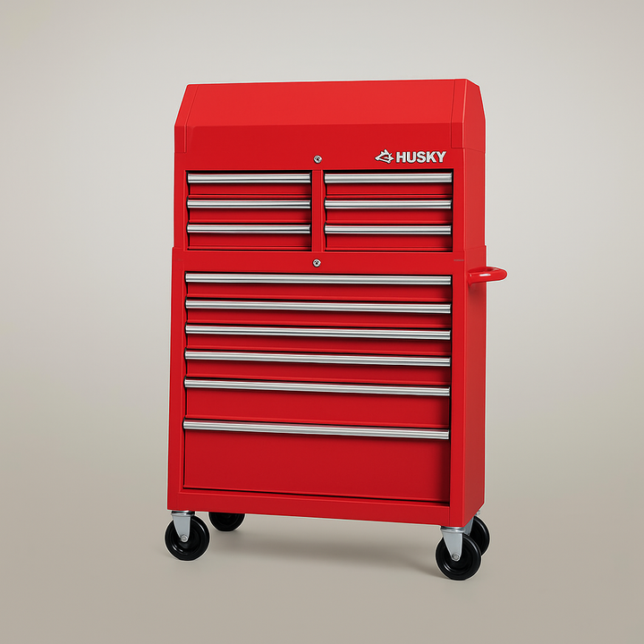 Husky 36 in. 12-Drawer Tool Chest and Cabinet Combo in Gloss Red