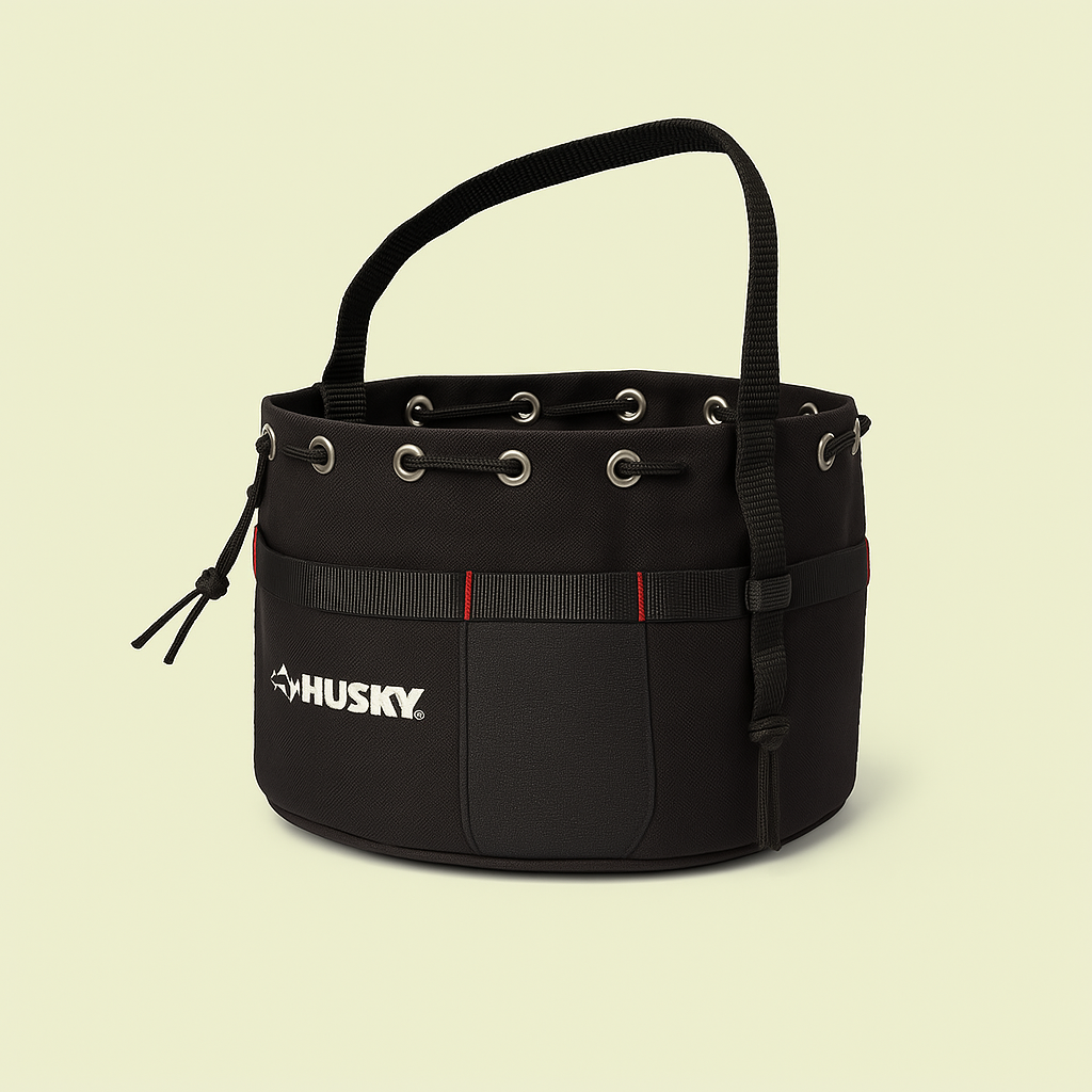 Husky 10 in. 19-Compartment Black Canvas Small Parts Organizer Tool Pouch