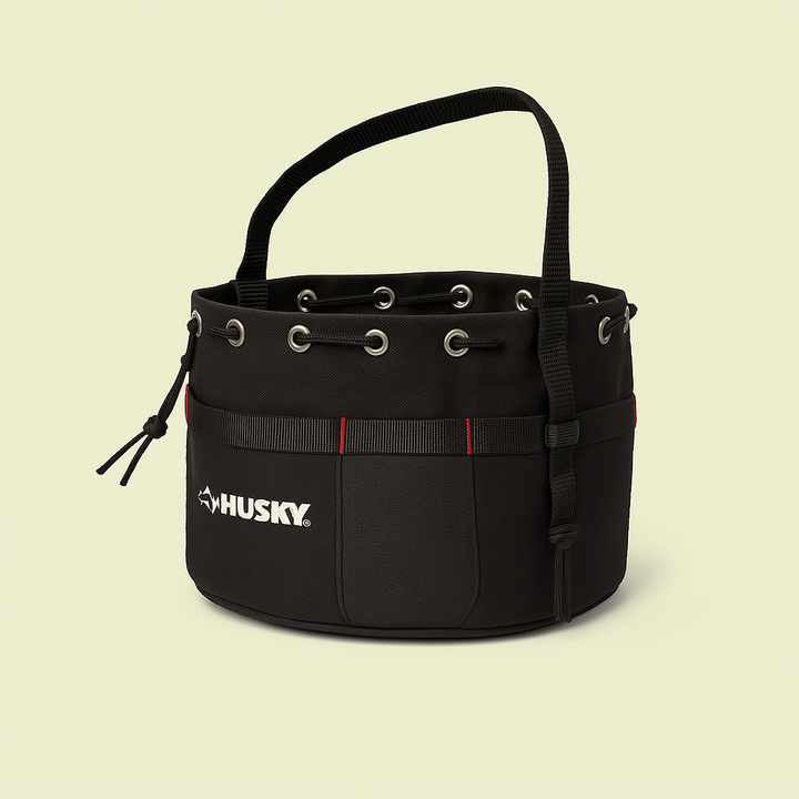 Husky 10 in. 19-Compartment Black Canvas Small Parts Organizer Tool Pouch