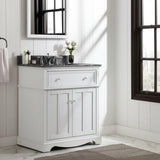 Home Decorators Collection Fremont 32" Freestanding White Bath Vanity with Grey Granite Top