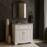 Home Decorators Collection Fremont 32" Freestanding White Bath Vanity with Grey Granite Top