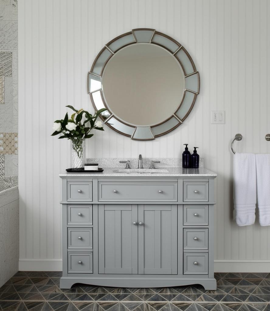 Home Decorators Collection Fremont 49" Single Sink Grey Bath Vanity with Granite Top